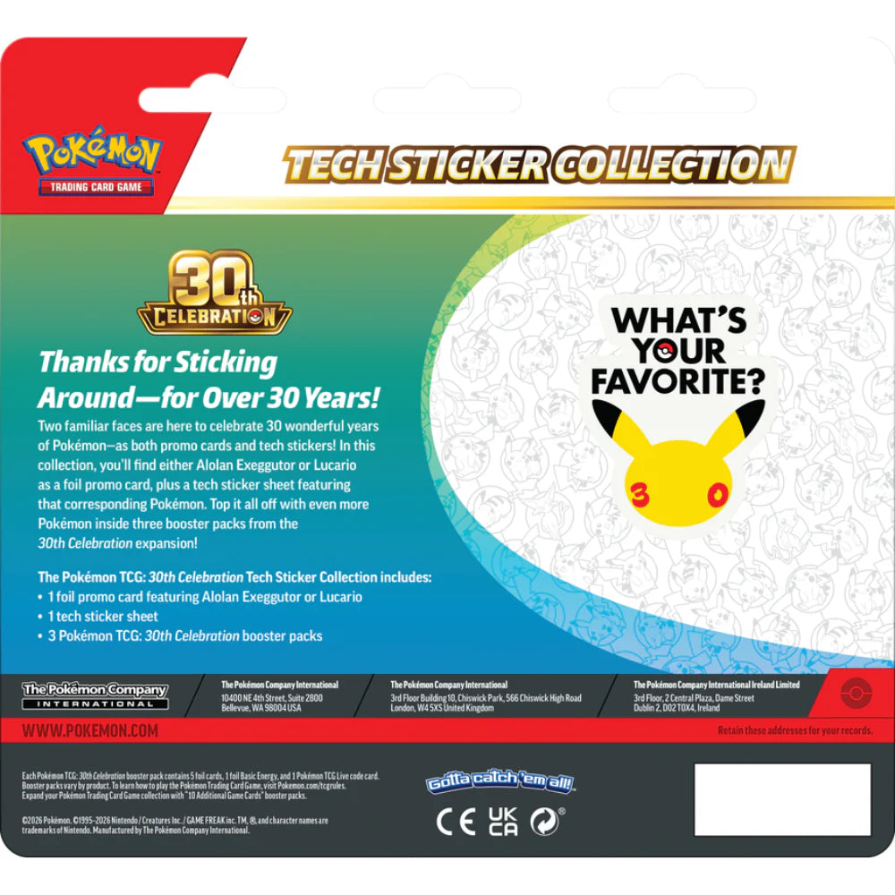 30th Celebration Tech Sticker Collection Lucario