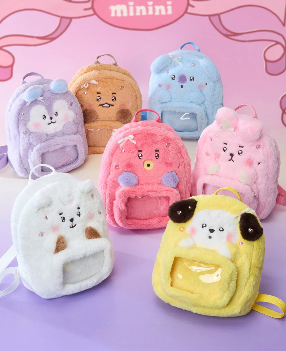 BT21 - [minini RIBBONED U] CLEAR POCKET PLUSH